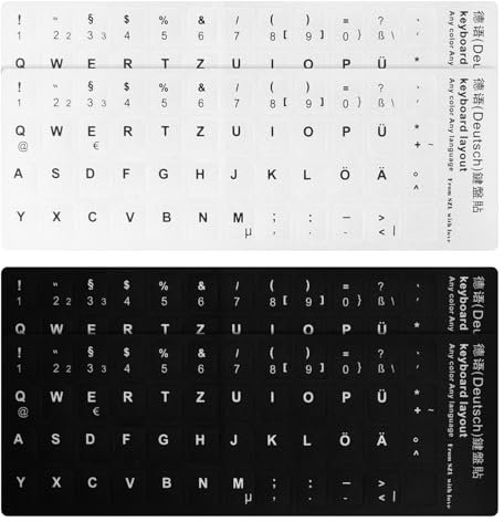 4 pegatinas para teclado alemán, pegatinas universales para teclado alemán, pegatinas para teclado alemán, pegatinas de repuesto para ordenador portátil (2 negras, 2 blancas)