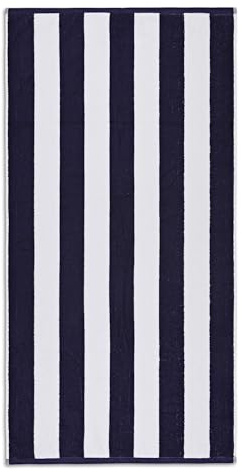 La Maison Cabana Stripe Beach Towels 100% Cotton 70cm x 150cm Large Pool Towel Absorbent Supersoft Quick Dry Sand Proof Beach Towel Holiday Yoga Gym Swimming Towel (1, Navy Blue)