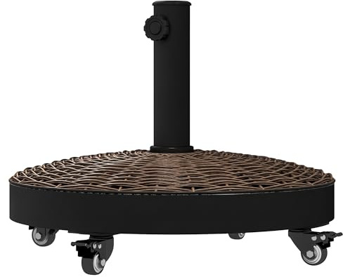 Outsunny Pied de Parasol Rond 4 roulettes Ø 52 x 41H cm Résine Bronze