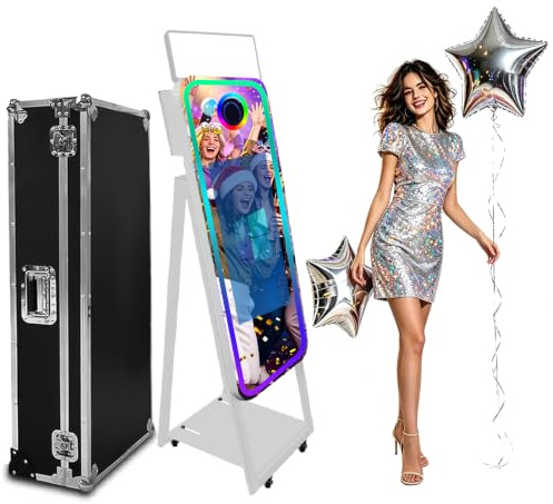 WideMeet Spiegel Photo Booth 22 Zoll Touchscreen Magic Mirror Booth Machine DSLR Photobooth Selfie 40 Zoll Photobooth Maschine für Hochzeit Party Event (Weiß Photo Booth)