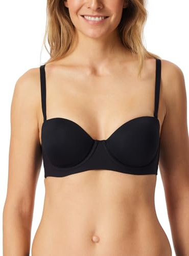 Schiesser Bandeau-BH mit Abnehmbaren Trägern und Gleitenden Cups Single Jersey-Unique Micro Reggiseno, Nero_181449, 4C Donna