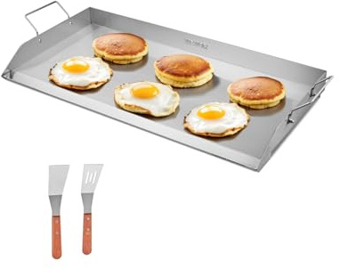 VEVOR Grillplatte Grillpfanne Edelstahl universelle rechteckige Platte (809 x 370 mm) mit flacher Oberseite, Gasgrill-Grillplatte für BBQ-Grill Teppanyaki, tragbares Familienkochgeschirr mit Griff