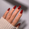 KQueenest Weinrote Press On Nails Mandel Eckig, Sarg Nägel zum Aufkleben Kurz, Glänzende Jelly-Gel Fake Nails Fingernägel zum aufkleben Ballerina, Einfarbig Acryl Kunstnägel für Frauen, 24 Stück