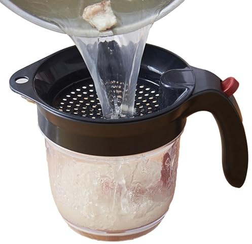 Grease Separator - Sauce Grease Separator with Bottom Release | 15 x 15 cm Soil Release Fat Divider Jug, Transparent Oil Strainer for Cooking Soups, Sauces and Broth Separation