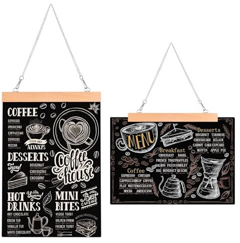 Srvnpioy A3 Hanging Chalkboard for Wall Decor, 2 Pack, Double-Sided Blackboard Painting Message Board Sign for Restaurant Coffee Shop