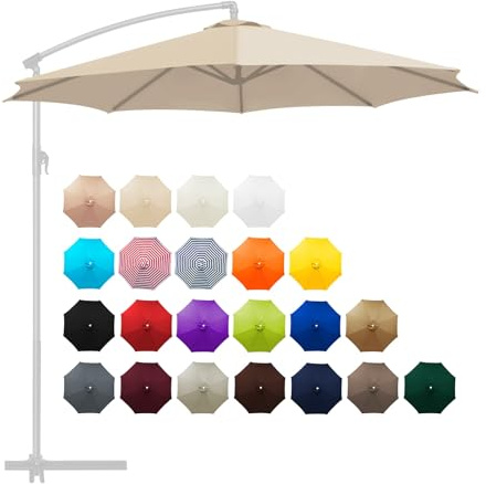 Replacement Parasol Canopy 2m-3.5m, Garden Parasol Replacement Canopy Cover Fabric, 6/8 Arms Parasol Cover Replacement, Patio Umbrella Replacement Canopy Cover for Garden Parasol Umbrella Canopy(Beige