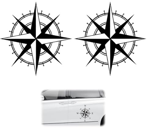 EUYKQNOI 2 Stück Wohnmobil Aufkleber Kompass Windrose Aufkleber Transparente Folie Kompass Aufkleber Abziehbild Nautisches Symbol Zeichen Aufkleber für Camper Wohnmobil Offroad Sticker