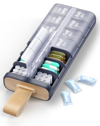 IDEERFIT Boîte à comprimés 7 jours Pilulier [certifié LFGB] [Étanche] [Boîte à comprimés 2 fois par jour] Organisateur de comprimés Organisateur de pilulier Boîte à médicaments Matin Soir (Blanc)
