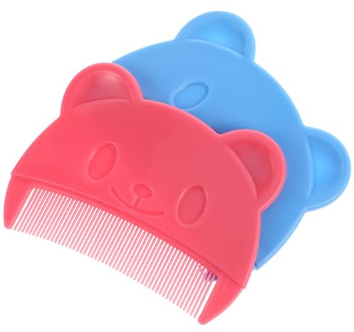 ORFOFE Fine Tooth Comb Easy to Hold Plastic Comfortable Scalp Massage 2pcs Baby Bear-shaped Portable Cradle Cap Brush for Toddlers and Newborns