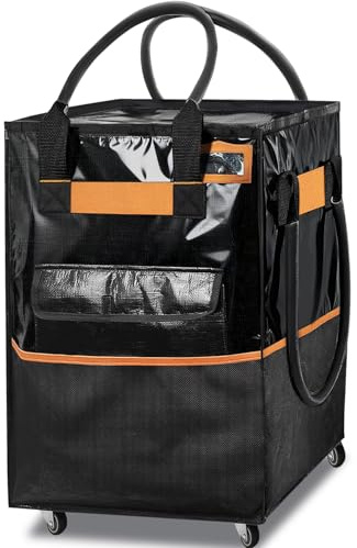WeenthAvenue Reusable Grocery Bag on Wheels, 130L Large-Capacity Zippered Roller Tote, Carries Up to 90 LBS, Lightweight for Groceries, Laundry, Moving, Storage