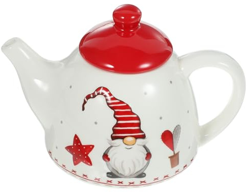 ZUNOXAZ Teiera Natalizia in Nordic Style Bollitore Decorativo Resistente al Calore Contenitore per Tè Portatile e Facile da Uso Capacità Moderata