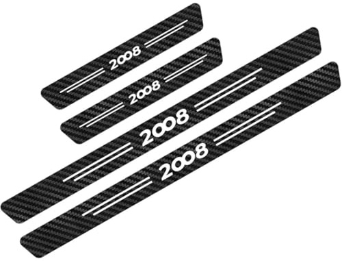 Kit De 4 Protections De Seuil De Porte De Voiture en Carbone pour Peugeot 2008, Bandes Anti-Rayures, Gardes De Seuil Intérieurs Faciles À Installer, Accessoires D'entrée