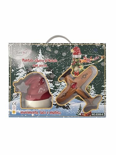 TEKHOME Puntale Albero di Natale con Aereo, Decorazione Natalizia con Movimento, Luce e Musica, Babbo Natale con Aeroplano, Decorazione Topper per Albero 245317