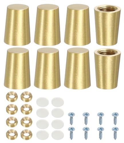 sourcing map 8Pcs Brass Cutting Board Feet, 0.59 x 0.79 Non Slip Mini Cabinet Leg Feet with Screws and Washers for Wood Boards Box Display Tray Riser