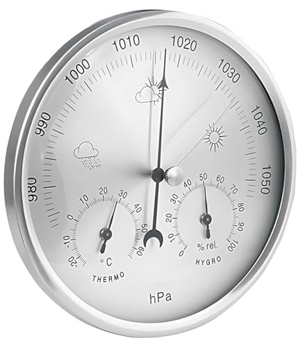 yeeplant 3 In 1 Barometer Thermometer Hygrometer: Weather Station For Accurate Indoor Outdoor Measurement, Chic Silver Finish