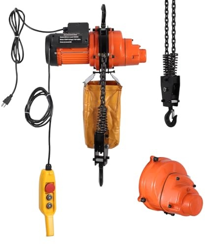 Electric Chain Hoist, 2200 LBS Capacity, 10 Ft Lifting Height, 110v Single Phase Overhead Crane with g100 Chain & 360° Rotatable Hooks for Garage and Workshop