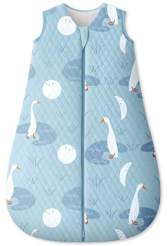 Unnivoll Schlafsack Baby 1,5 Tog Babyschlafsack 0-6 Monate Baumwolle Schlafsack Winter Herbst Warm und Weich 67cm für Neugeborene Jungen Mädchen Schwanblau