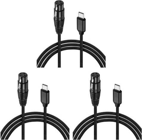 Deechate 3 cavi da XLR a USB C da USB C a XLR per telefono a microfono, da XLR a USB per tablet, laptop e altri dispositivi di tipo C (1,8 m)