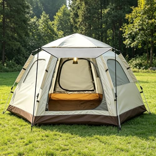 Zelt für 3-4 Personen, Pop Up Campingzelt mit Vorzelt, Automatisches Sekundenzelt mit Sonnenschutz & wasserdicht, Familienzelt für Camping Wandern & Trekking