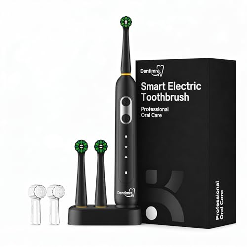 Electric Toothbrush for Adults, Rotating & Oscillating Head, Compatible with Oral-B, 3 Modes: Daily, Sensitive & Whitening, Battery Powered Rechargeable, IPX8 Waterproof, 2 Brush Heads Included