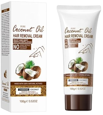 Hair Removal Cream for Women and Men, Painless Depilatory Cream with Coconut Oil, Gentle Intimate Hair Removal Cream for Genitals Bikini Legs Arms and Face (1 Pcs)