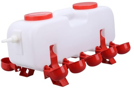 ZJchao Mangiatoia per Pollame, Distributore, Distributore Automatico di Abbeveratoio per Polli 10 Litri con 10 Tazze per Anatre, Oche e Pollame (Piccola dimensione 3,8x4,8 cm)