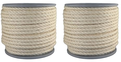 Gepotex Sisalseil/Seil aus Sisal 4-schäftig gedreht Natur Durchmesser 10 mm - Länge: 2 x 50 Meter - hergestellt aus naturbelassenem Sisalgarn, biologisch abbaubar und umweltfreundlich