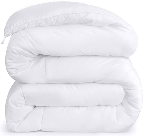 Utopia Bedding Couette Alternative en Duvet Simple Blanc – Couette Toutes Saisons – Insert en Fibre Siliconée en Peluche – Coutures Carrées