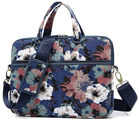 kayond Watercolor Orchid Patten Canvas Laptop Shoulder Messenger Bag Case Sleeve for 14Inch Laptop and Macbook Pro A1707 (14-14.1 inch, Watercolor Orchid)
