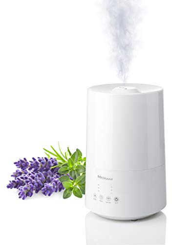 medisana AH 661 Umidificatore ad ultrasuoni, purificatore d'aria per camere da letto e soggiorni, nebulizzatore con scomparto per aromi e funzione di riscaldamento contro l'aria secca, 3,5 litri