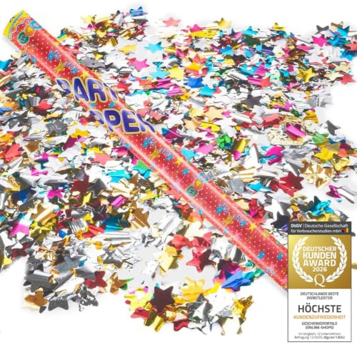 Cañón de Confeti Tirador de Confeti para fiestas Cañón de Confeti - XXL - Conjunto (Colorido (100cm), 10 piezas)