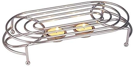 Glow - Calentador de alimentos elegante, soporte cromado con 2 velas de té para mantener el plato, cazuela, sopa, fondue, caliente, ideal para bufé, catering, restaurante, cena, boda, Navidad, cena