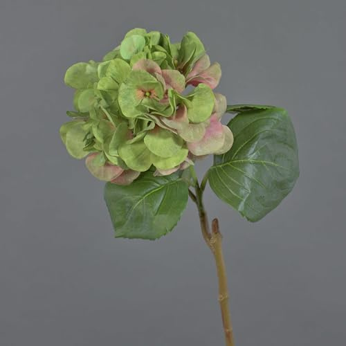 artplants.de Hortensia Artificial CHIDORI, Verde-Rosa, 60cm, Ø20cm - Hydrangea Artificial - Hortensia Textil