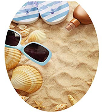 Sticker mural en vinyle pour abattant de WC Motif plage de sable