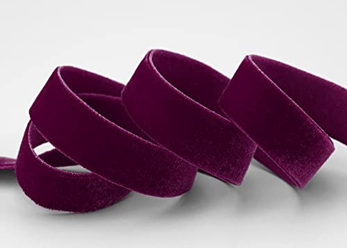 finemark Nastro elastico in velluto, 3 m x 16 mm, colore bordeaux vino, banda elastica in velluto su un lato, 20% elastan, estremamente elastico, per cucito
