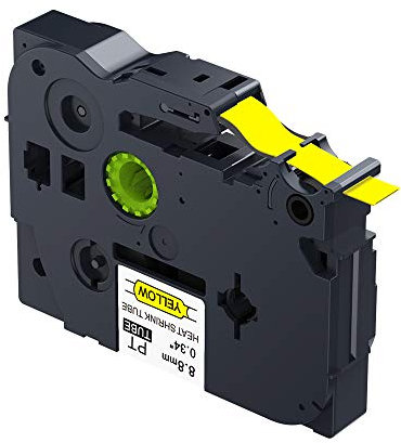 IDIK HSe-621 hse621 HS621 8,8 mm x 1,5 m schwarz auf gelb, Schrumpfschlauch-Klebeband, Etikettenband, kompatibel f¡§?r Ptouch Drucker, 1 St¡§?ck