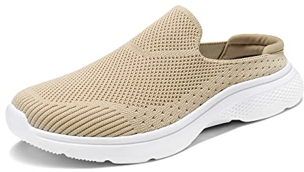 DREAM PAIRS Mules for Women Shoes Slip on Sneakers Knit Flats Lightweight Breathable Comfortable Walking Shoes,Size 9,Nude,SDML2201W