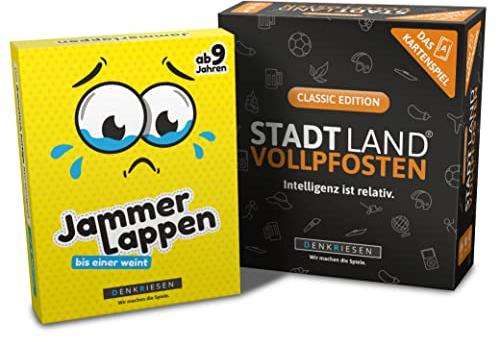 DENKRIESEN Family Pack - JAMMERLAPPEN + Stadt-Land VOLLPFOSTEN Kartenspiel - Classic Edition | Familienspiele | Partyspiele | Geschenkidee