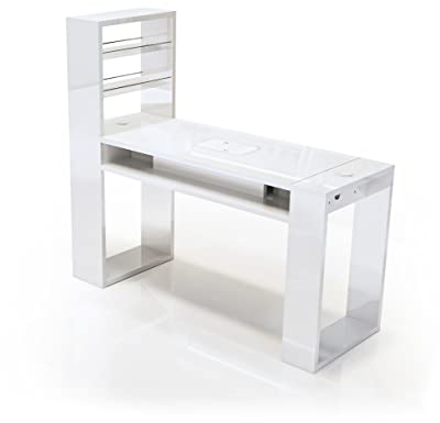 Professioneller Nageltisch für Maniküre, mit Nagelabsaugung, 140 x 73 x 50 cm, 120 cm, Modell Astra Plus (Weiß + 300 Staubsauger)