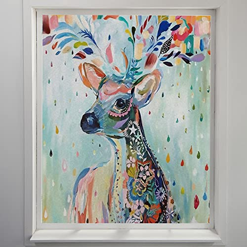 Fensterfolie Bunte Hirsche Sichtschutzfolie Fenster Klebstofffrei Fensterfolie Blickdicht Milchglasfolie Selbstklebend Fenster Fensterfolie Selbsthaftend Folie Fenster Sichtschutz 90x200cm