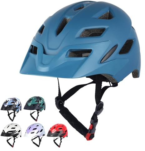 Kids Bike Helmet, Adjustable Toddler Youth Helmet with Detachable Visor & LED Light for 3-5/5-8/8-12 Years Boys Girls, Multi-Sport Helmet for Bicycle Cycling Scooter Skating, 2 Sizes