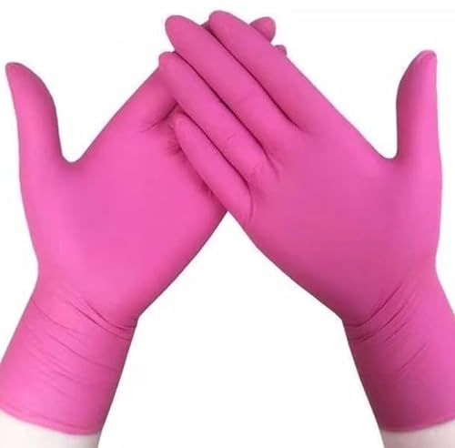 Einweg-Nitrilhandschuhe Mehrzweck-Küche Hausreinigung Gartenarbeit Autoreparaturwerkzeuge(Pink Gloves 150g,XXL)