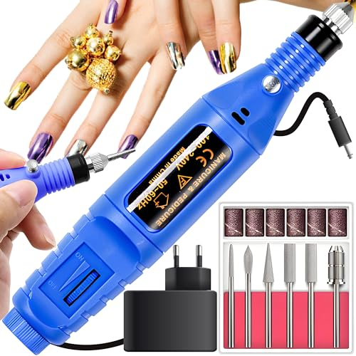 Retoo Fresa elettrica per unghie in gel professionale, manicure, pedicure, set per la cura delle unghie, 3000-15000 giri/min, lima per unghie acriliche, uso domestico e salone, accessori per la cura