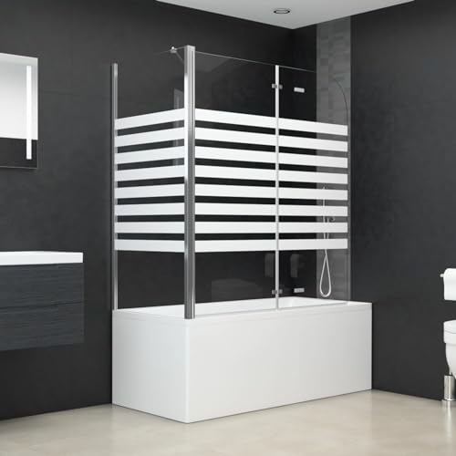 TANZEM Duschabtrennung, Badewannenaufsatz, 120x68x130 cm, Glänzendes Hartglas, Striped Glass, 4 mm, Tempered Glass, Einschrauben, Modern, Rectangular, 1 Count