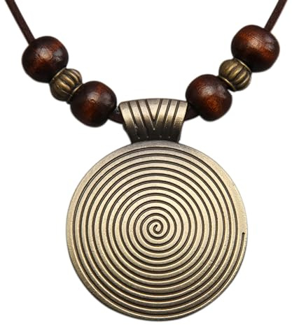 Bjesinmo Vintage Necklace Wooden Pendant Long Necklaces for Women Boho Ethnic Style Choker Handmade Jewelry Bohemian Necklaces for Women