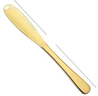 Butter Knife Cheese Butter Cutter with Hole Cheese Grater Kitchen Accessories Wipe Cream Bread Jam Buffet Tools Kitchen Gadgets-Gold Rose