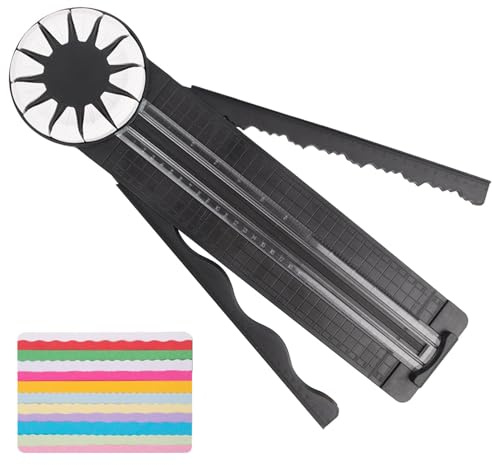 1/2 Pieces Sliding Paper Cutter - 12 in 1 Wavy Edge Cutting Tool Paper, ABS Letter Opener, Paper Cutter | Decorative Paper Cutting Tool with Measurements for the