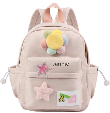 kaululu Rucksack Kinder Personalisierte Kinderrucksack Mädchen Jungen mit Namen Kindergartenrucksack Mädchen Jungen Schulanfang Einschulung Geschenke für Mädchen 5-10 Jahre (Rosa)