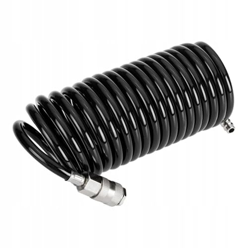 NEO TOOLS Spiralschlauch 8.0 x 12 mm/5 m (bis max. 16 bar, bis 5 m, aus widerstandsfähigem PU) - Druckluftversorgungskabel, Kabel vom Kompressor zu den Blaspistolen