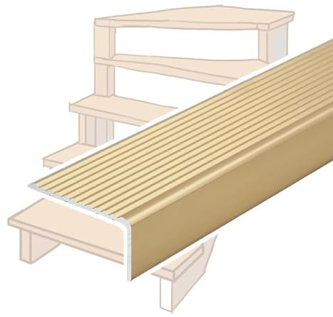 HAEKEBC 50 90 100 120 150cm Treppenkantenprofil Aluminium Treppenkante Außen Treppenwinkel Schutz Anti Rutsch Treppenkantenform Gold Winkelprofil Dekorativ(Gold,50cm/20in)